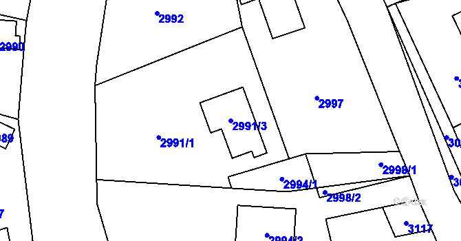 Parcela st. 2991/3 v KÚ Bravantice, Katastrální mapa