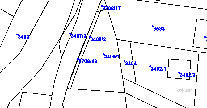 Parcela st. 3406/1 v KÚ Bravantice, Katastrální mapa