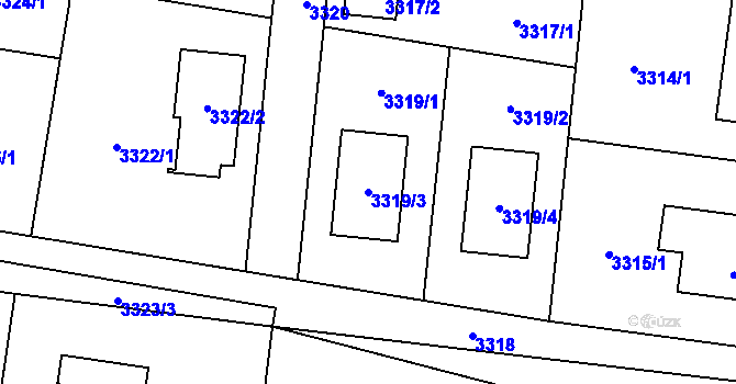 Parcela st. 3319/3 v KÚ Bravantice, Katastrální mapa