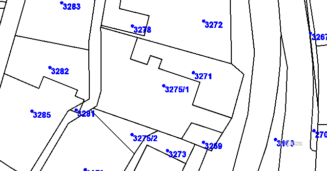 Parcela st. 3275/1 v KÚ Bravantice, Katastrální mapa