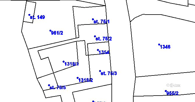 Parcela st. 75/4 v KÚ Bravinné, Katastrální mapa