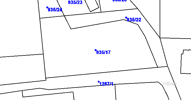 Parcela st. 935/17 v KÚ Bravinné, Katastrální mapa