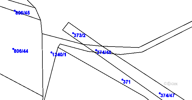 Parcela st. 374/46 v KÚ Bravinné, Katastrální mapa