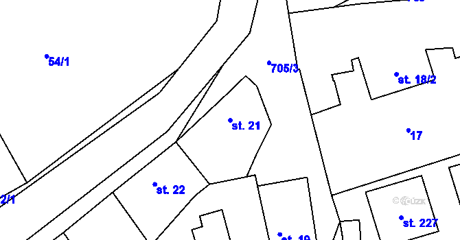 Parcela st. 21 v KÚ Brázdim, Katastrální mapa
