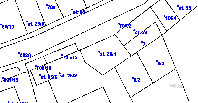 Parcela st. 25/1 v KÚ Brázdim, Katastrální mapa