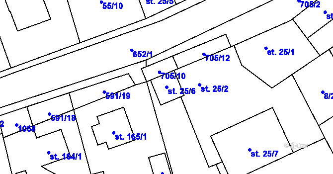 Parcela st. 25/6 v KÚ Brázdim, Katastrální mapa