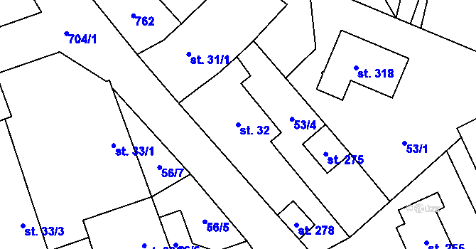 Parcela st. 32 v KÚ Brázdim, Katastrální mapa