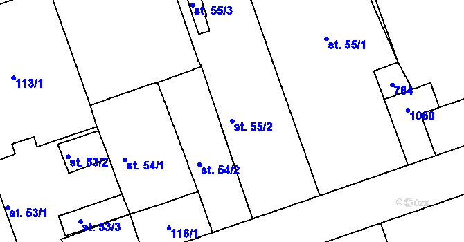 Parcela st. 55/2 v KÚ Brázdim, Katastrální mapa