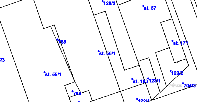 Parcela st. 56/1 v KÚ Brázdim, Katastrální mapa
