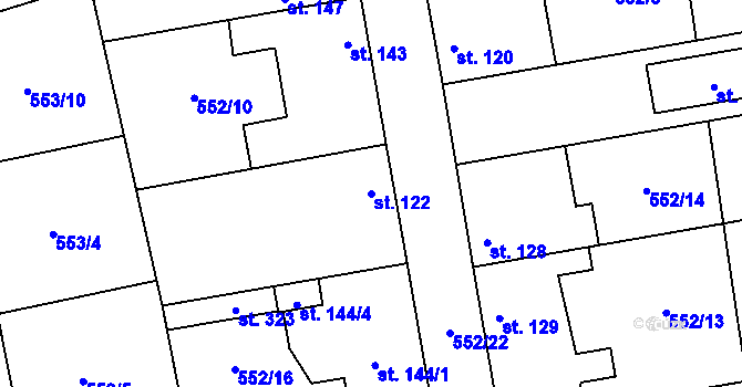 Parcela st. 122 v KÚ Brázdim, Katastrální mapa
