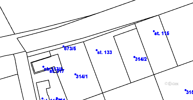 Parcela st. 133 v KÚ Brázdim, Katastrální mapa
