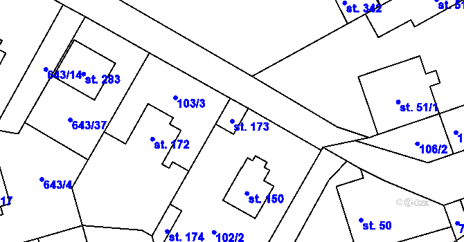 Parcela st. 173 v KÚ Brázdim, Katastrální mapa