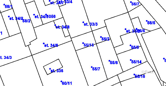 Parcela st. 55/15 v KÚ Brázdim, Katastrální mapa