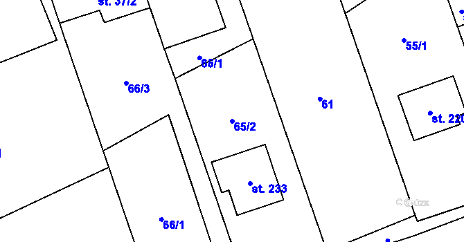 Parcela st. 65/2 v KÚ Brázdim, Katastrální mapa