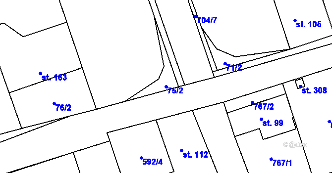 Parcela st. 75/2 v KÚ Brázdim, Katastrální mapa