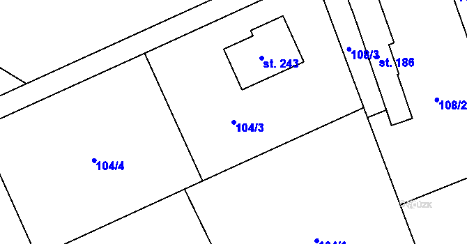 Parcela st. 104/3 v KÚ Brázdim, Katastrální mapa