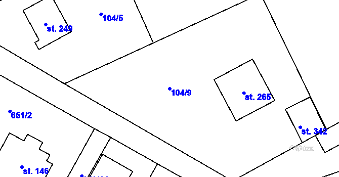 Parcela st. 104/9 v KÚ Brázdim, Katastrální mapa