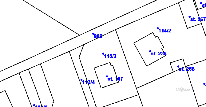 Parcela st. 113/3 v KÚ Brázdim, Katastrální mapa
