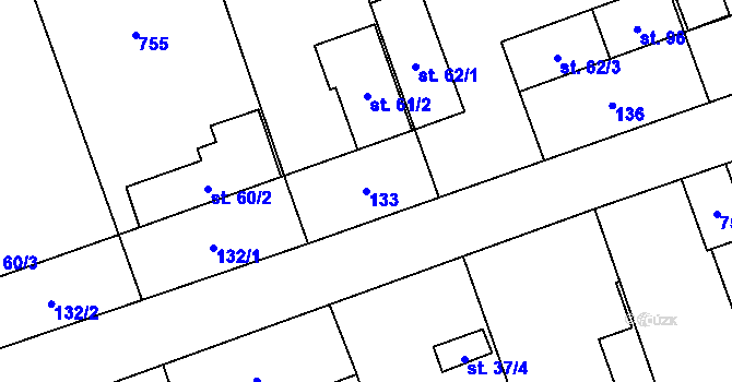 Parcela st. 133 v KÚ Brázdim, Katastrální mapa