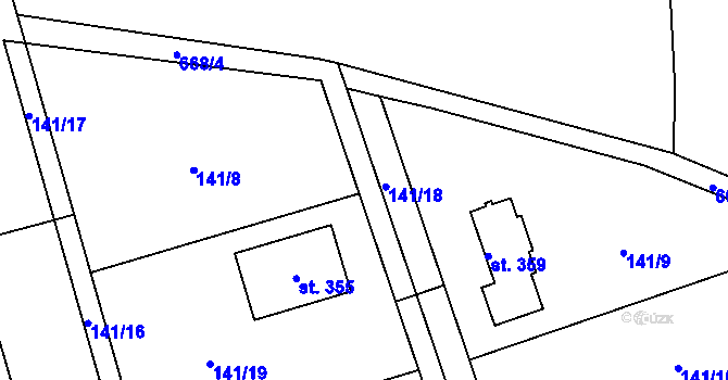 Parcela st. 142/1 v KÚ Brázdim, Katastrální mapa