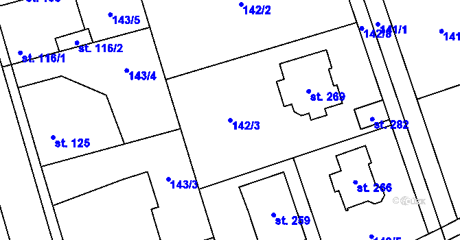 Parcela st. 142/3 v KÚ Brázdim, Katastrální mapa
