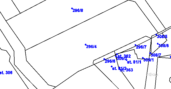 Parcela st. 296/4 v KÚ Brázdim, Katastrální mapa