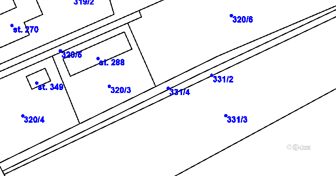 Parcela st. 331/4 v KÚ Brázdim, Katastrální mapa