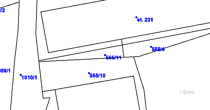 Parcela st. 555/11 v KÚ Brázdim, Katastrální mapa