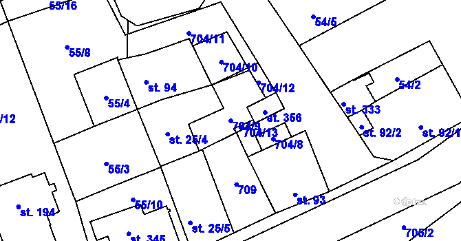 Parcela st. 704/9 v KÚ Brázdim, Katastrální mapa