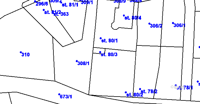 Parcela st. 80/3 v KÚ Brázdim, Katastrální mapa