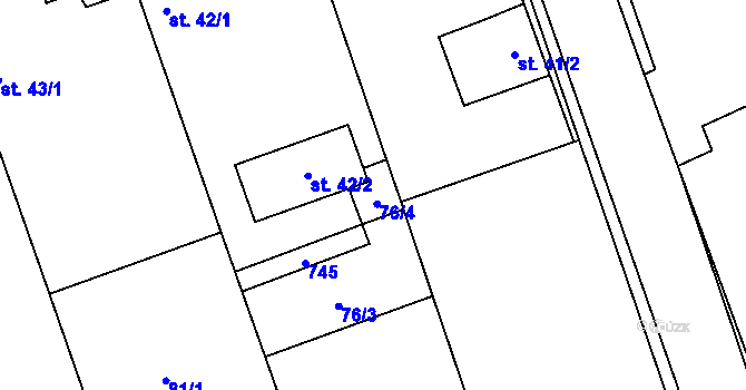 Parcela st. 76/4 v KÚ Brázdim, Katastrální mapa