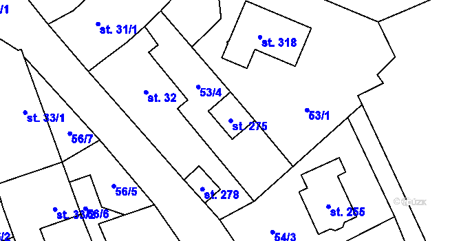 Parcela st. 275 v KÚ Brázdim, Katastrální mapa