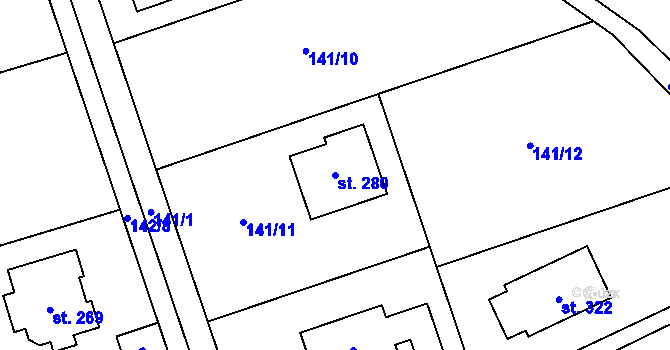 Parcela st. 280 v KÚ Brázdim, Katastrální mapa
