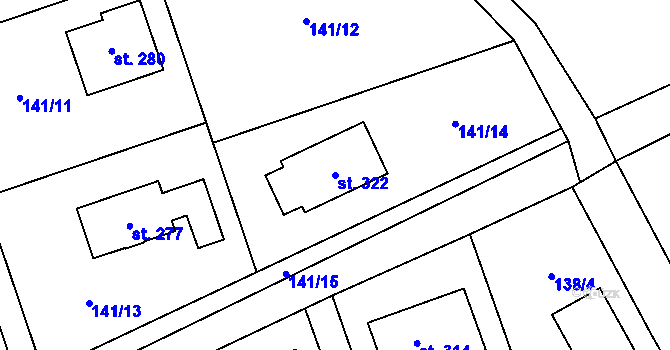 Parcela st. 322 v KÚ Brázdim, Katastrální mapa