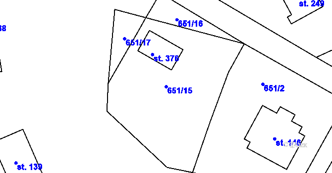 Parcela st. 651/15 v KÚ Brázdim, Katastrální mapa