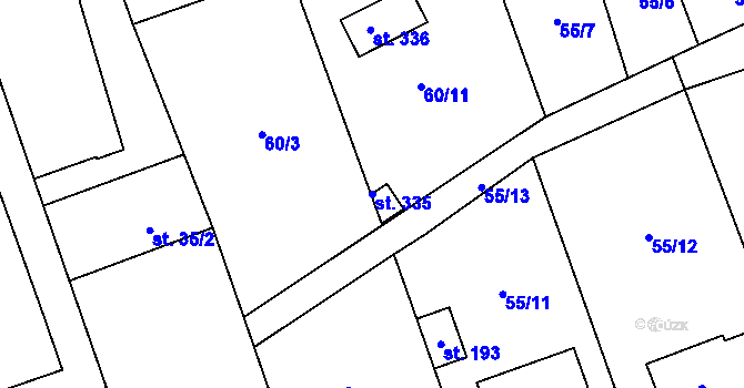 Parcela st. 335 v KÚ Brázdim, Katastrální mapa