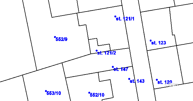Parcela st. 121/2 v KÚ Brázdim, Katastrální mapa