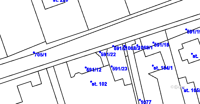 Parcela st. 591/22 v KÚ Brázdim, Katastrální mapa