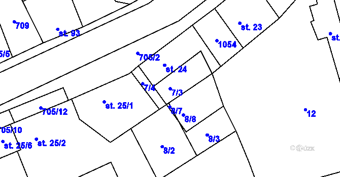 Parcela st. 7/3 v KÚ Brázdim, Katastrální mapa