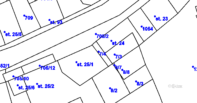 Parcela st. 7/4 v KÚ Brázdim, Katastrální mapa