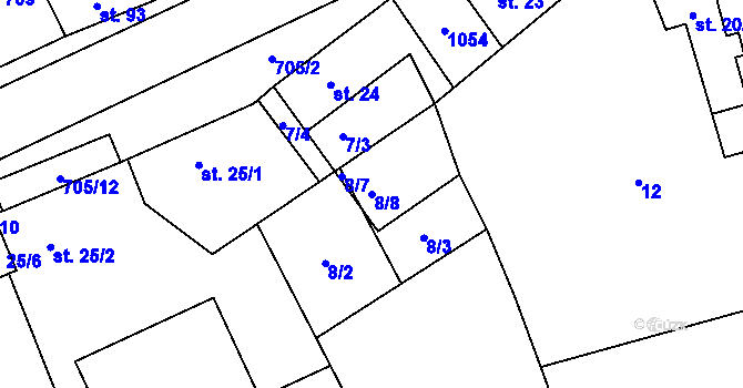 Parcela st. 8/8 v KÚ Brázdim, Katastrální mapa