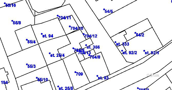 Parcela st. 356 v KÚ Brázdim, Katastrální mapa