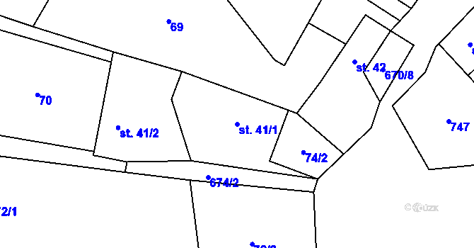 Parcela st. 41/1 v KÚ Brdo, Katastrální mapa