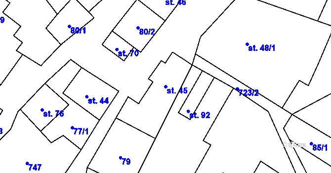 Parcela st. 45 v KÚ Brdo, Katastrální mapa