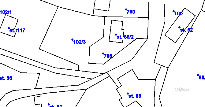 Parcela st. 55/1 v KÚ Brdo, Katastrální mapa