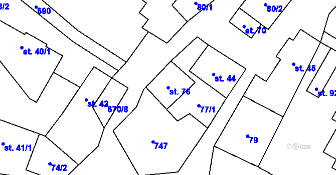 Parcela st. 76 v KÚ Brdo, Katastrální mapa