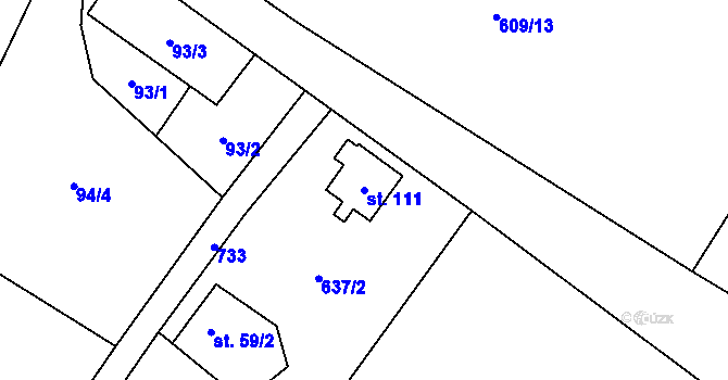 Parcela st. 111 v KÚ Brdo, Katastrální mapa