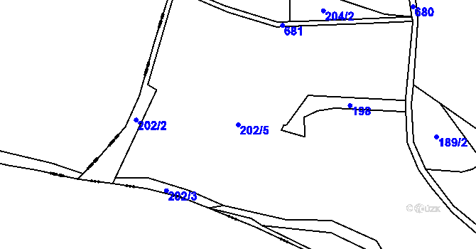 Parcela st. 202/5 v KÚ Brdo, Katastrální mapa