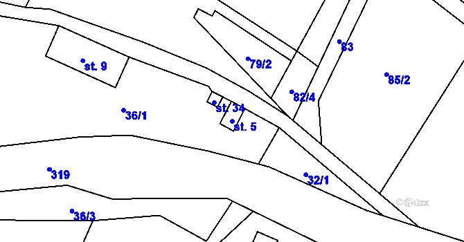Parcela st. 5 v KÚ Krsmol, Katastrální mapa