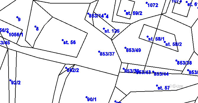 Parcela st. 853/37 v KÚ Brenná, Katastrální mapa
